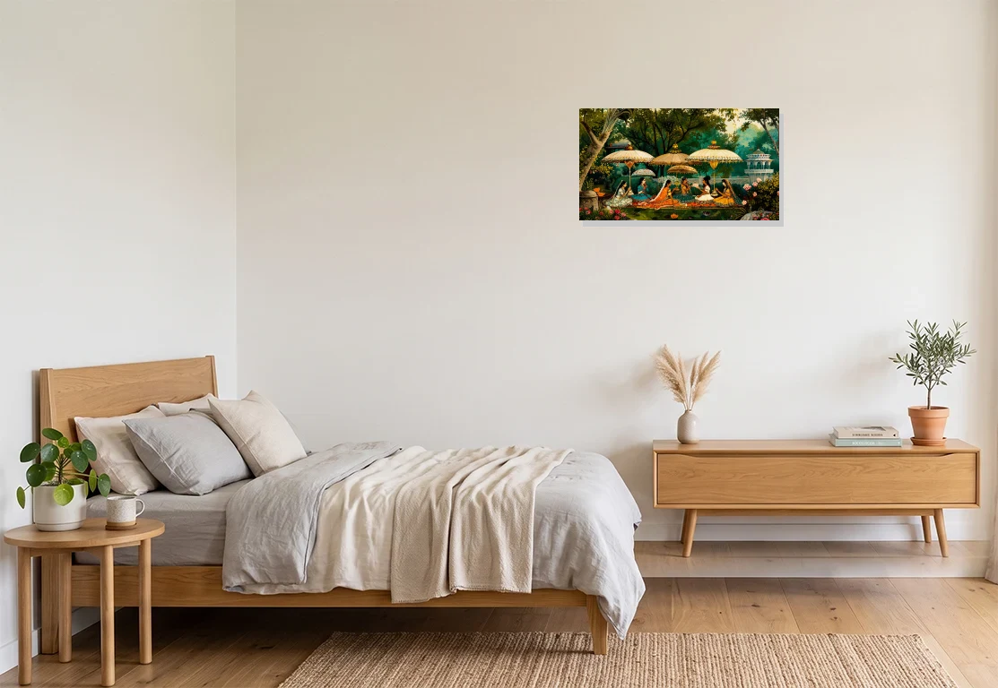 Bedroom mockup with artwork