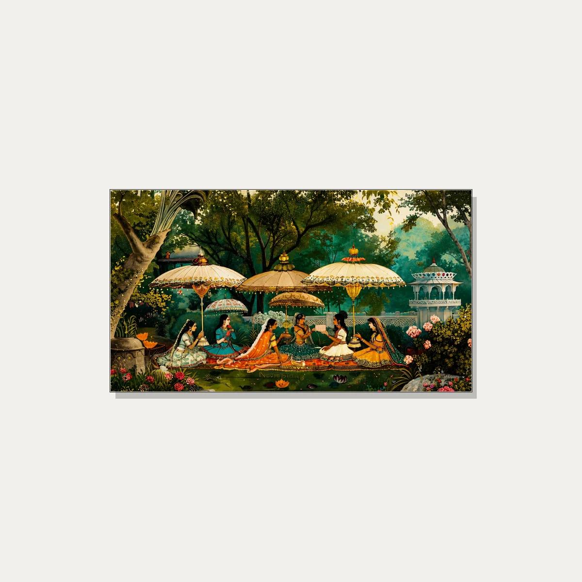 Royal Women Under Parasols Garden Canvas wall art print | PrintPosters.in