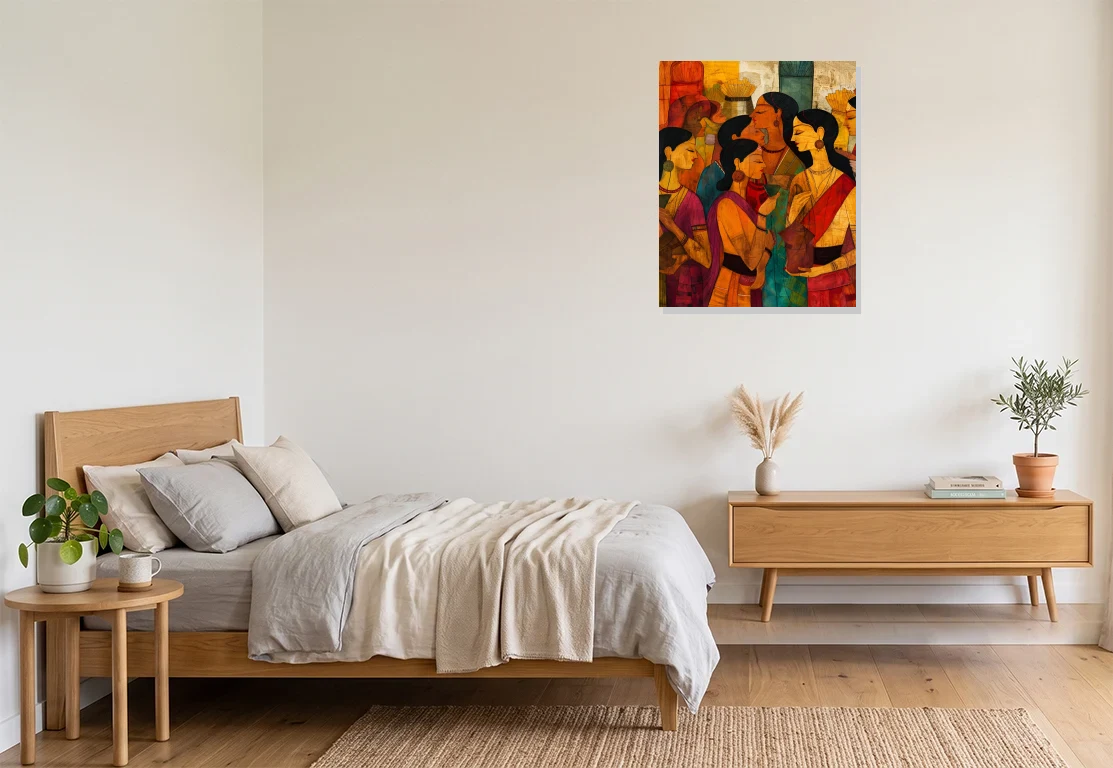 Bedroom mockup with artwork