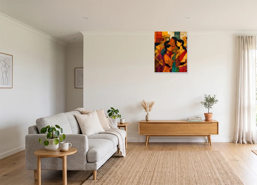 Office mockup with artwork