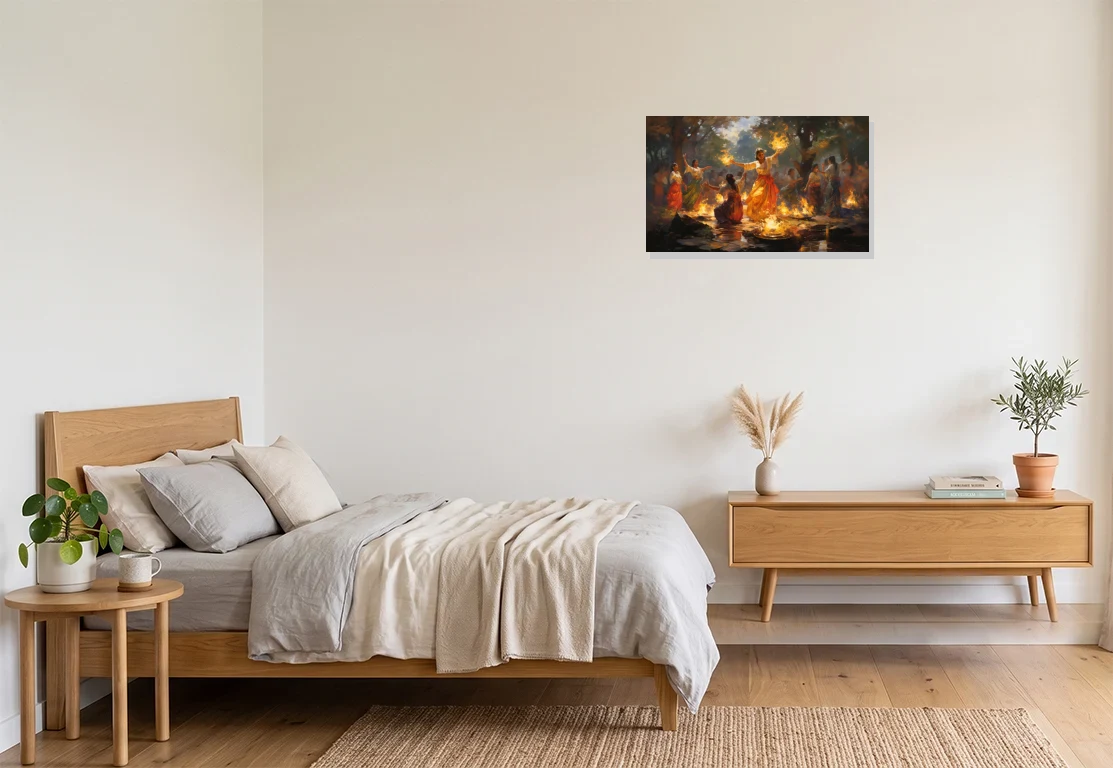 Bedroom mockup with artwork
