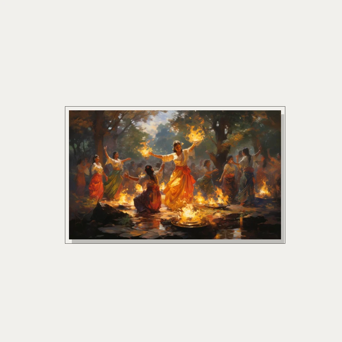 Lohri Punjabi Folk Festival Celebration Canvas wall art print — floater frame preview | PrintPosters.in