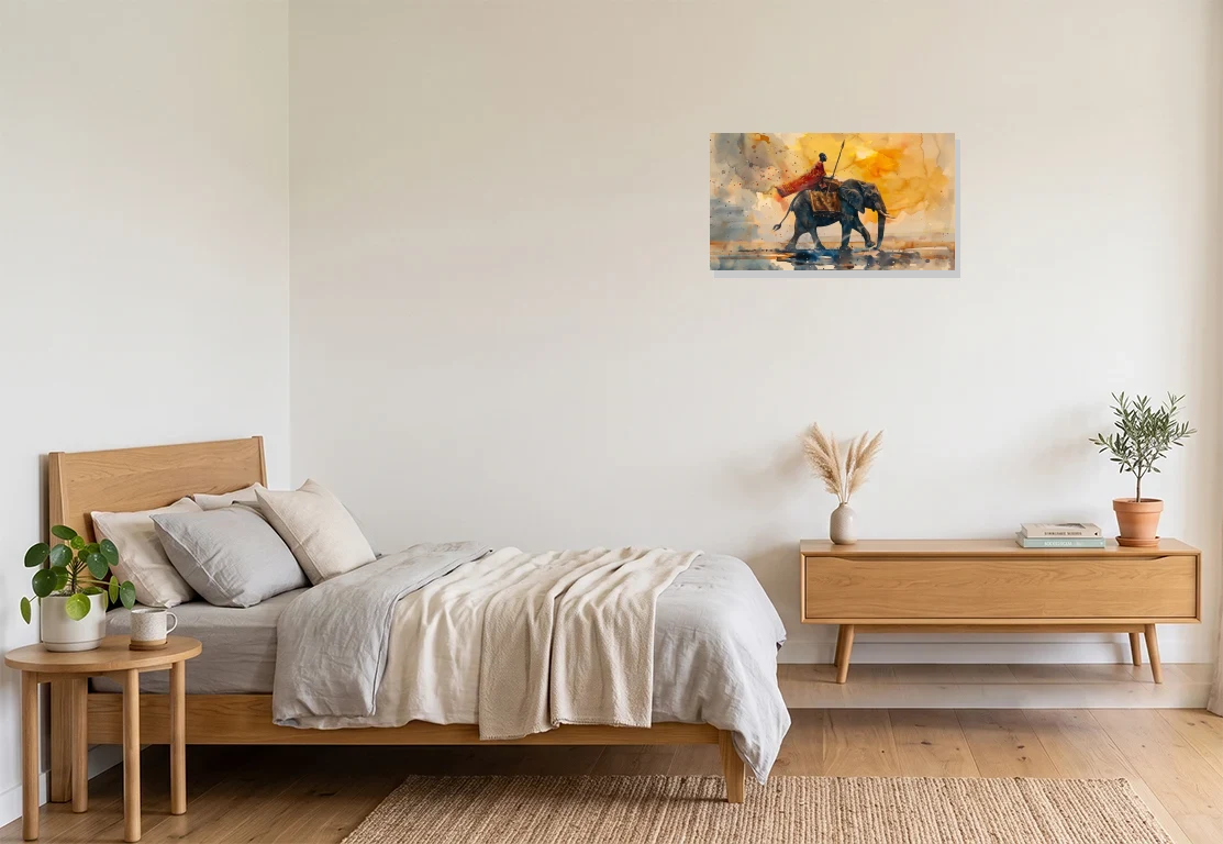 Bedroom mockup with artwork