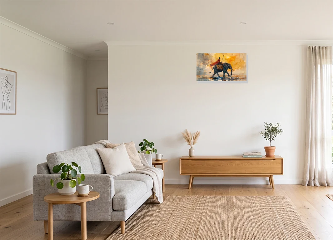 Office mockup with artwork