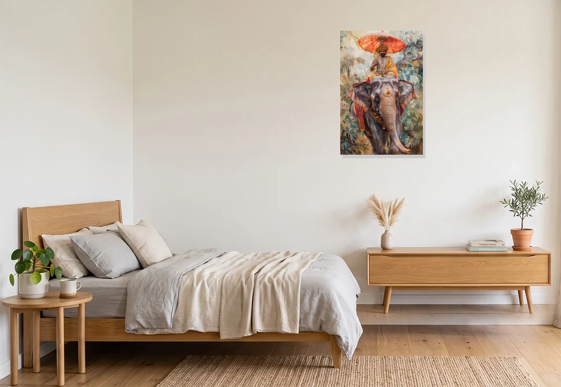 Bedroom mockup with artwork