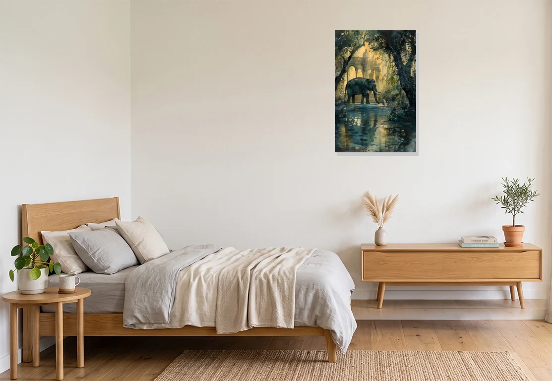 Bedroom mockup with artwork