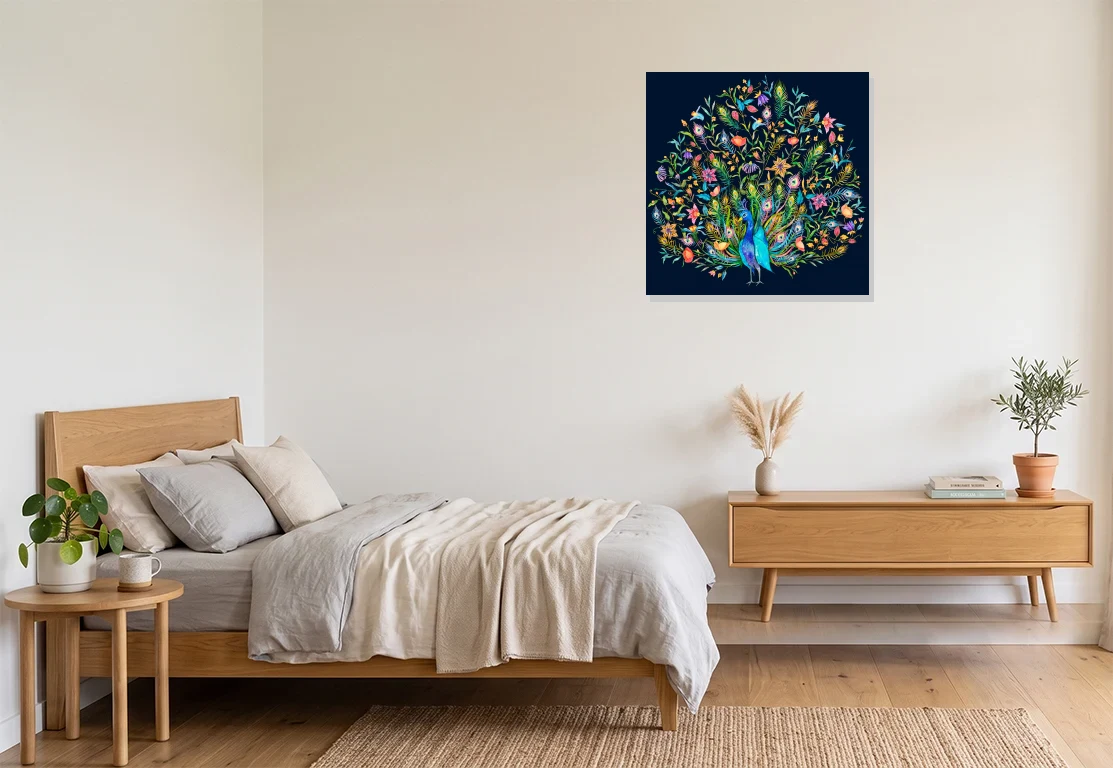 Bedroom mockup with artwork
