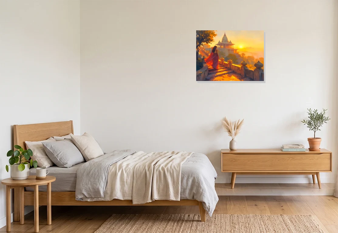 Bedroom mockup with artwork