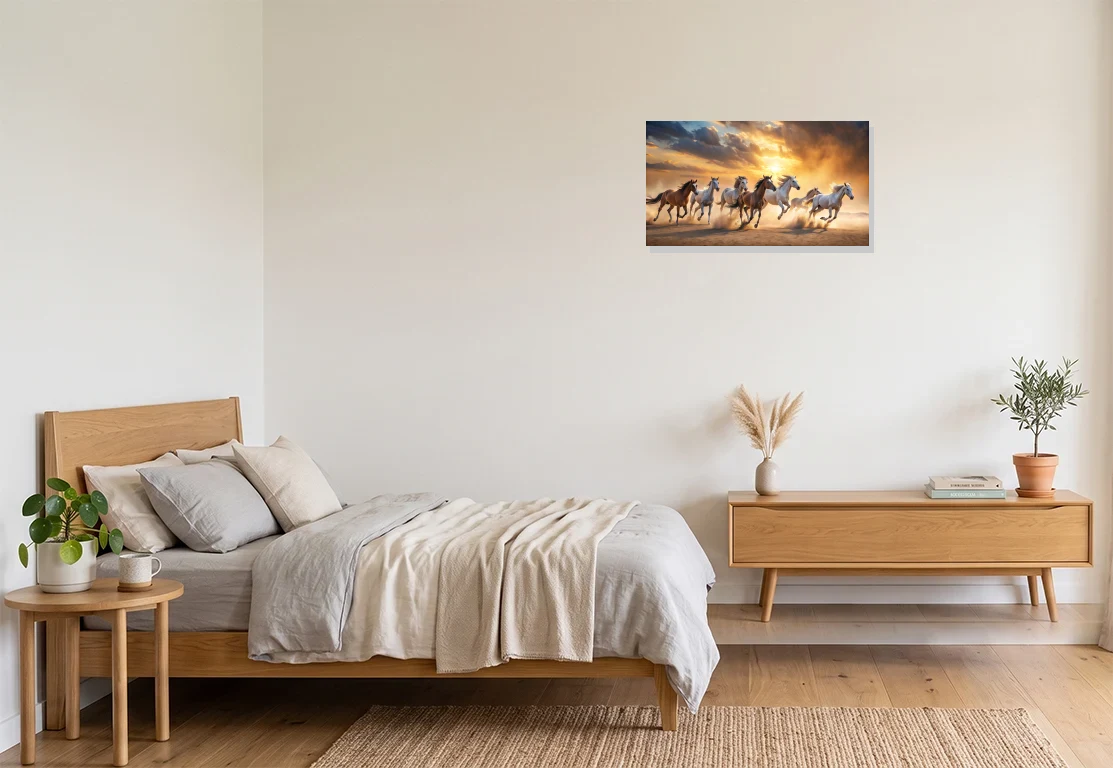 Bedroom mockup with artwork