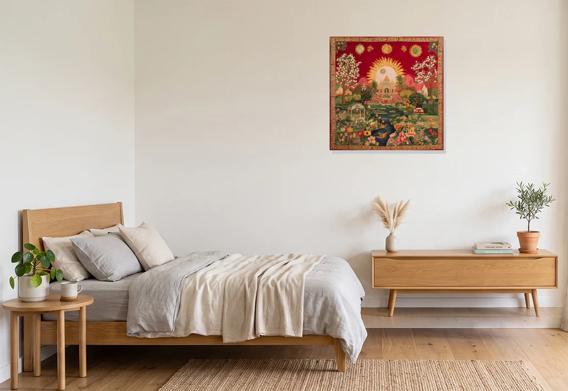 Bedroom mockup with artwork