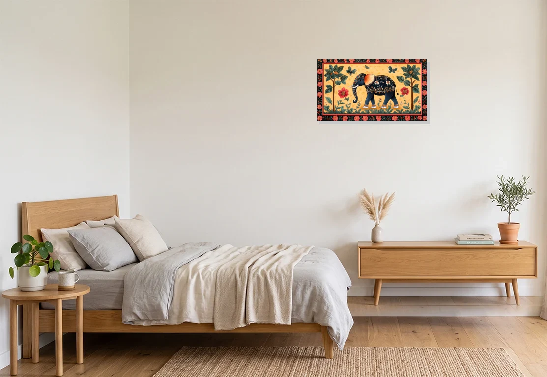 Bedroom mockup with artwork