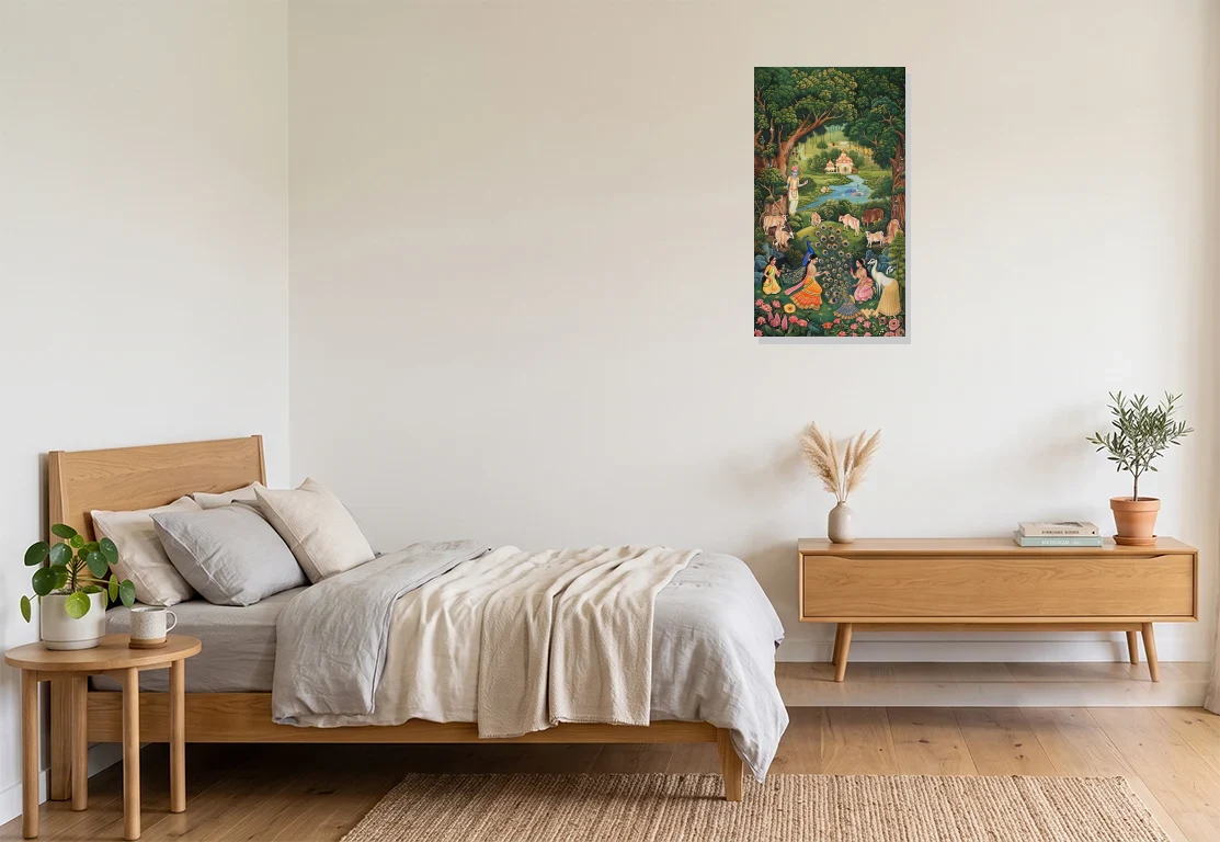 Bedroom mockup with artwork