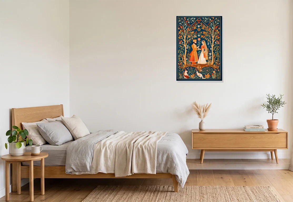 Bedroom mockup with artwork
