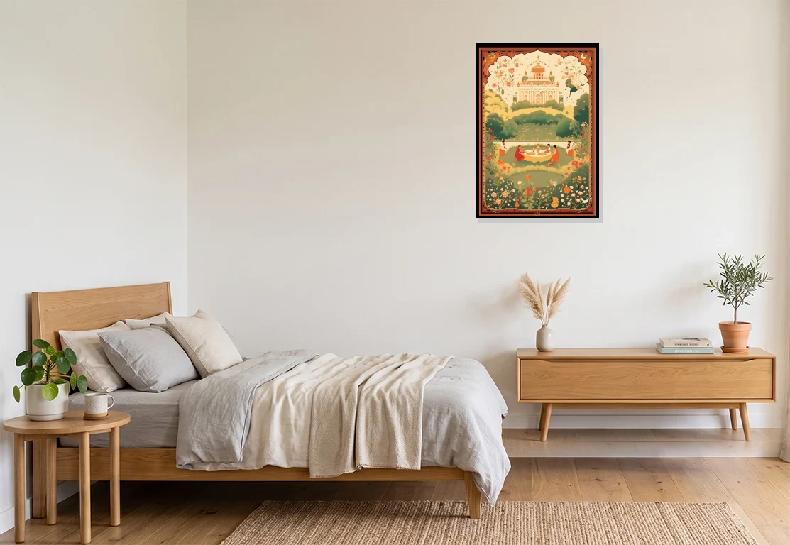 Bedroom mockup with artwork