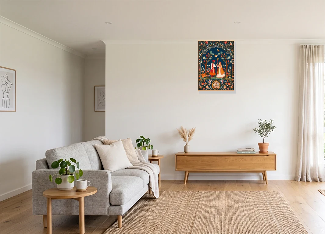 Office mockup with artwork