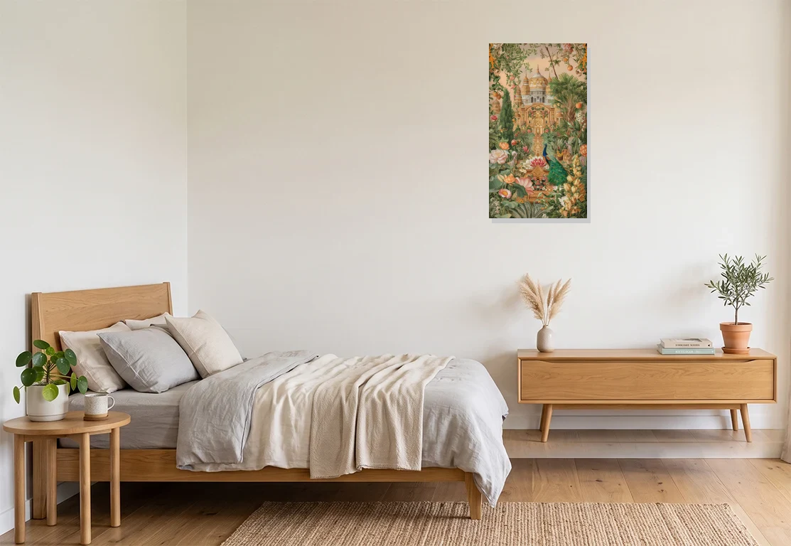 Bedroom mockup with artwork