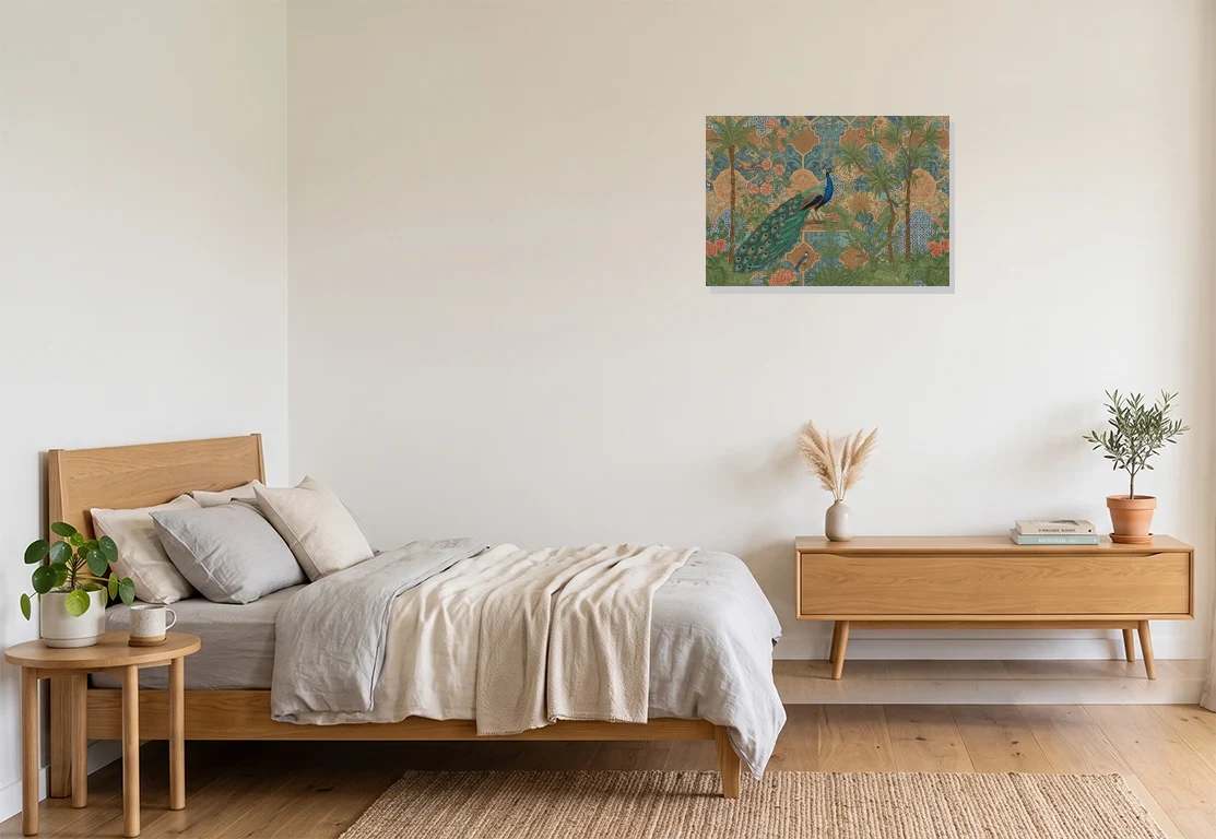 Bedroom mockup with artwork