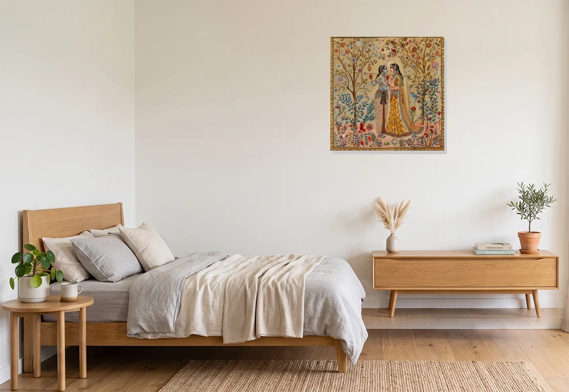 Bedroom mockup with artwork