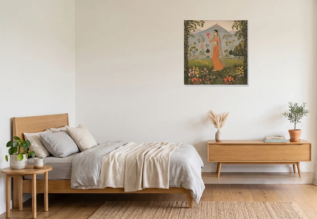 Bedroom mockup with artwork