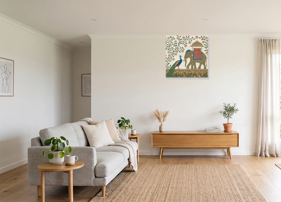 Office mockup with artwork