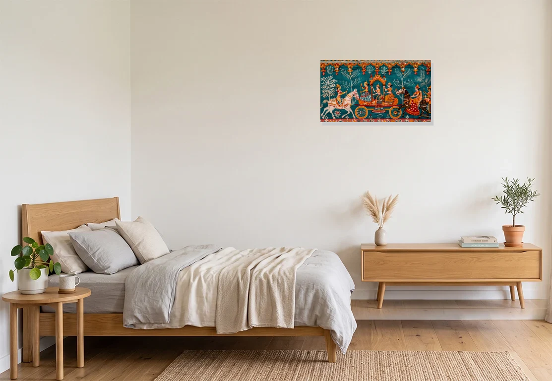 Bedroom mockup with artwork