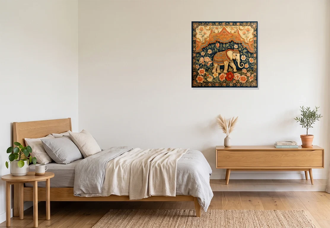 Bedroom mockup with artwork