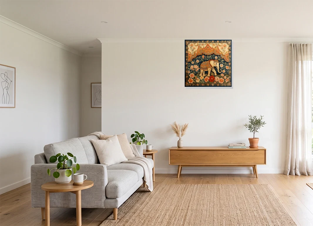 Office mockup with artwork