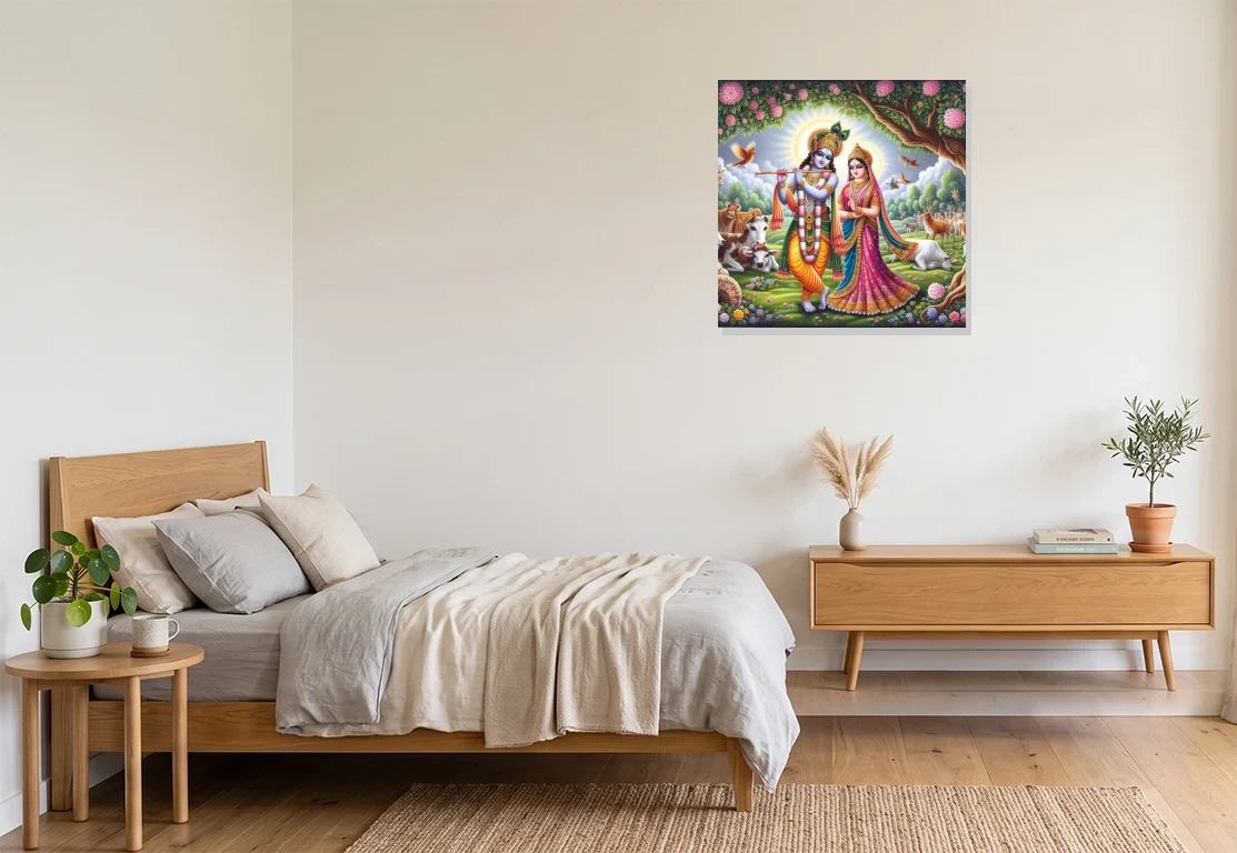 Bedroom mockup with artwork