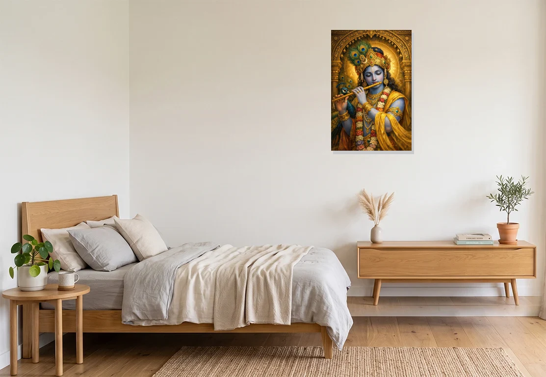 Bedroom mockup with artwork