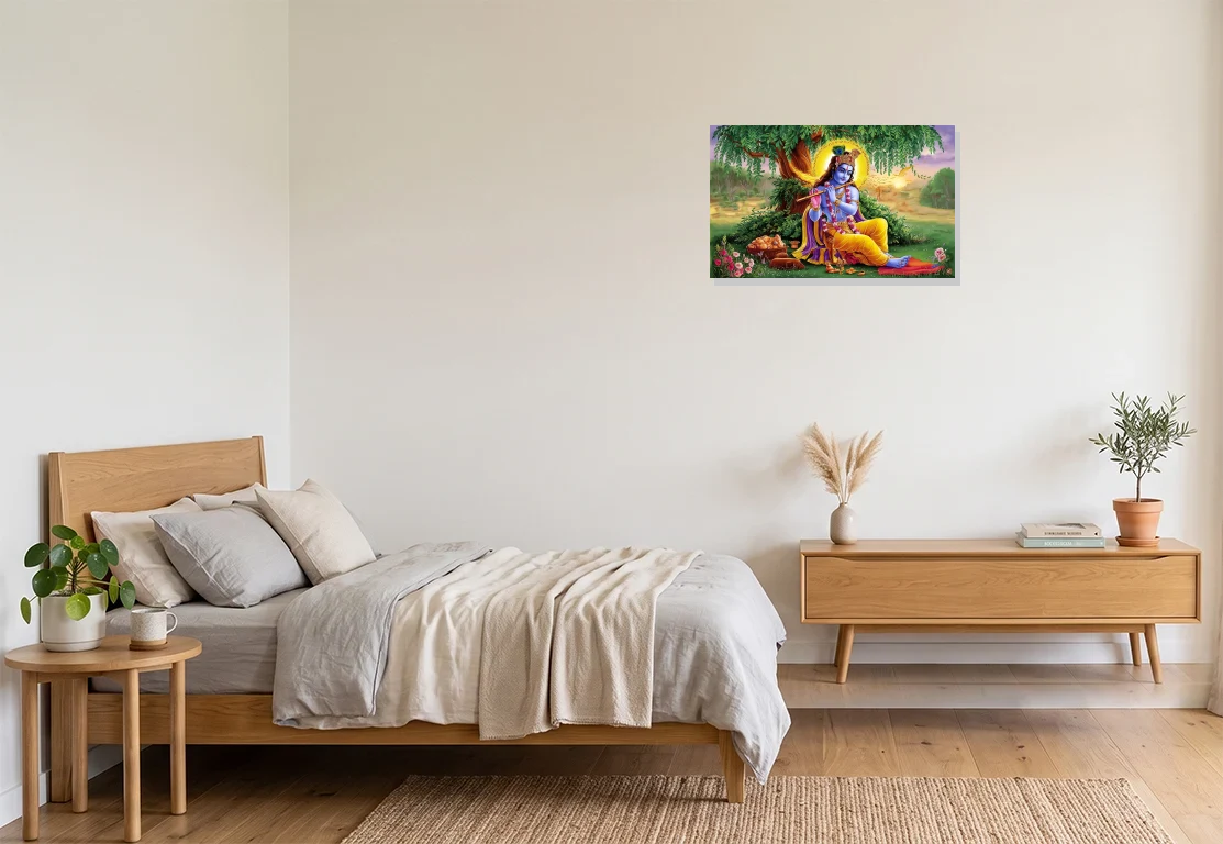 Bedroom mockup with artwork