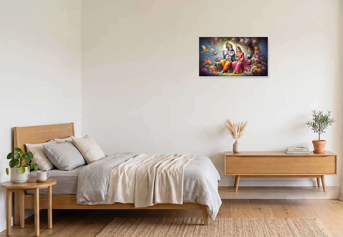 Bedroom mockup with artwork