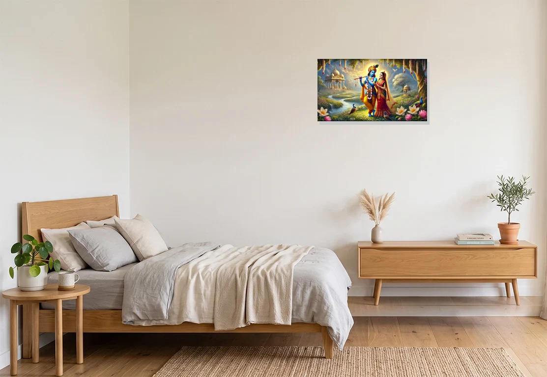 Bedroom mockup with artwork