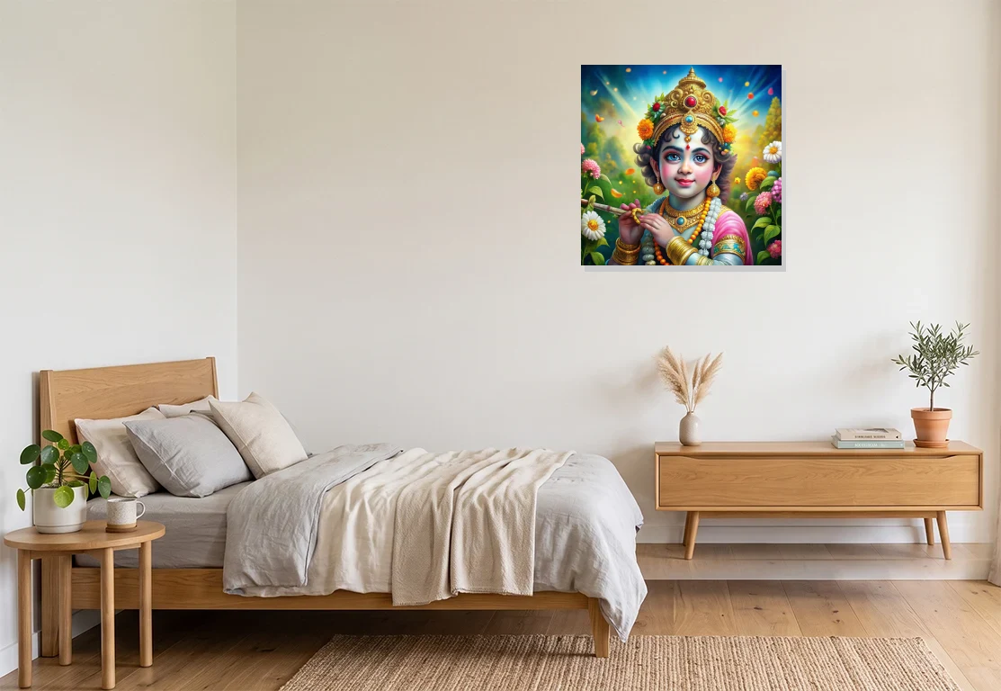 Bedroom mockup with artwork