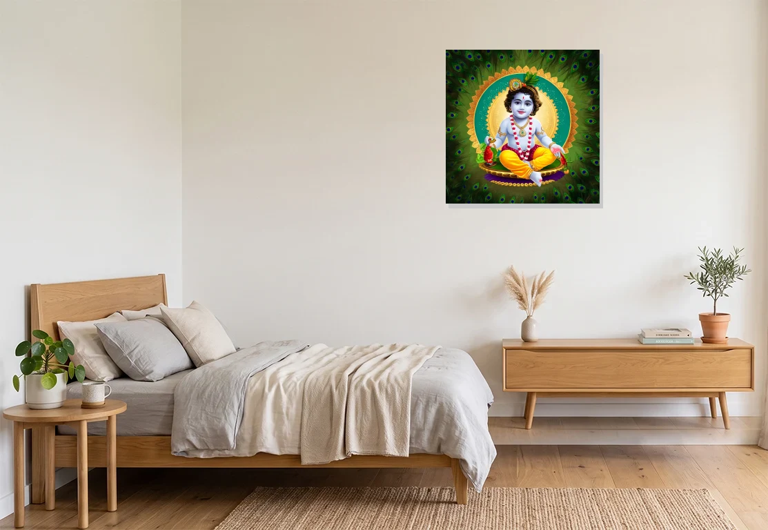 Bedroom mockup with artwork