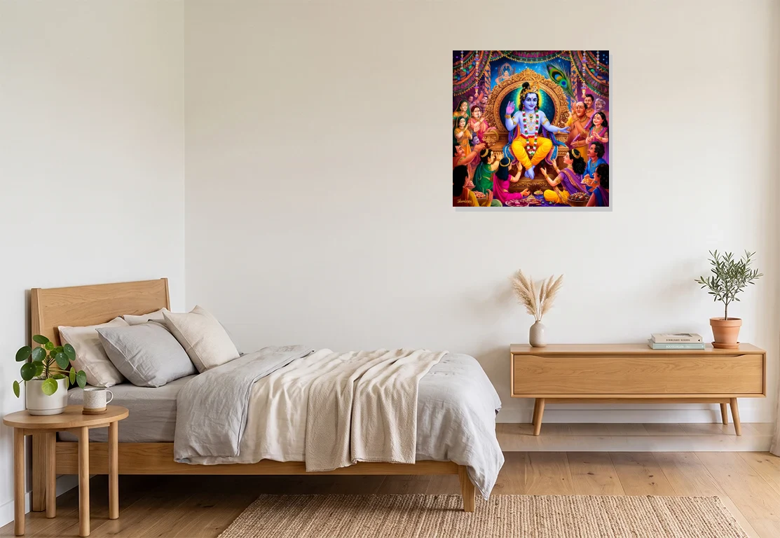 Bedroom mockup with artwork