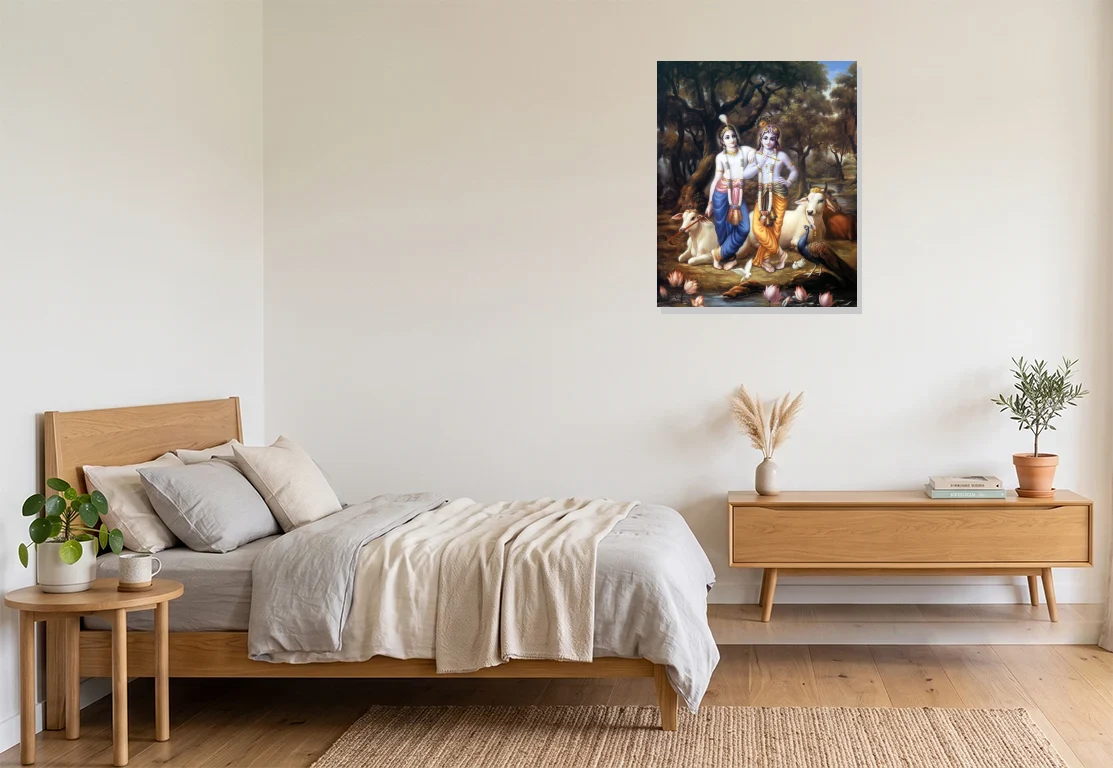 Bedroom mockup with artwork