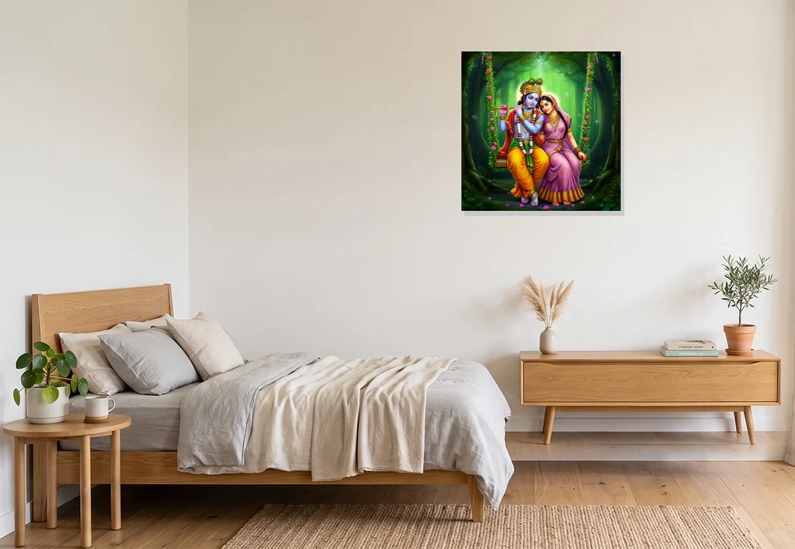 Bedroom mockup with artwork
