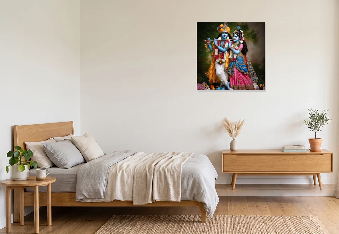 Bedroom mockup with artwork