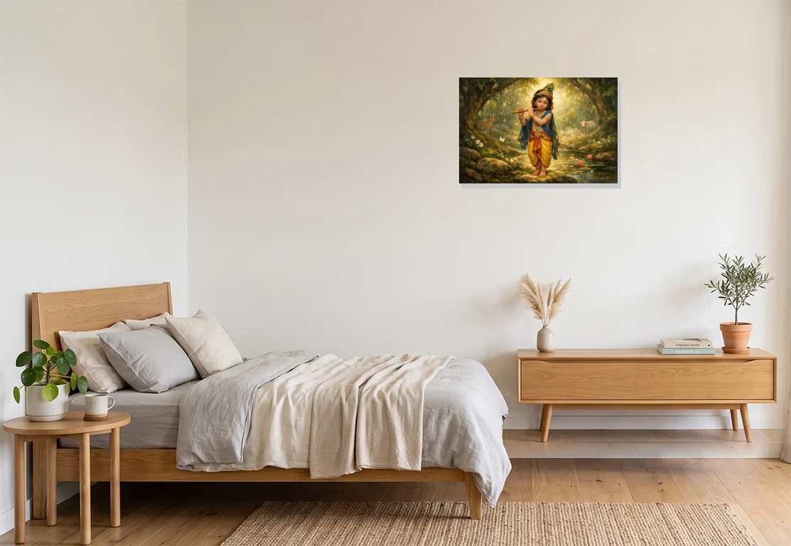 Bedroom mockup with artwork