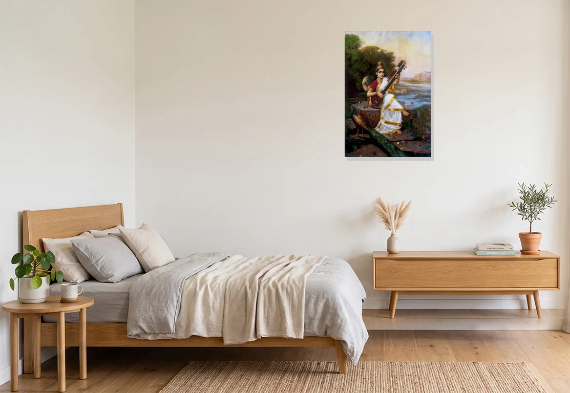 Bedroom with artwork
