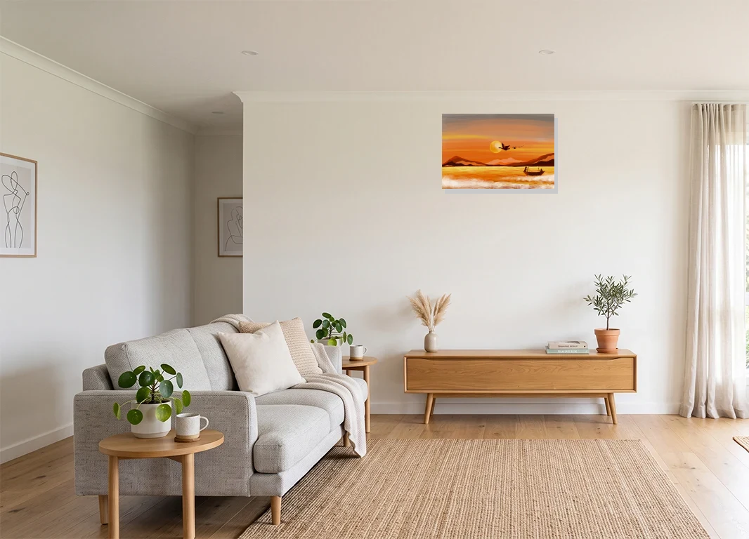 Office mockup with artwork