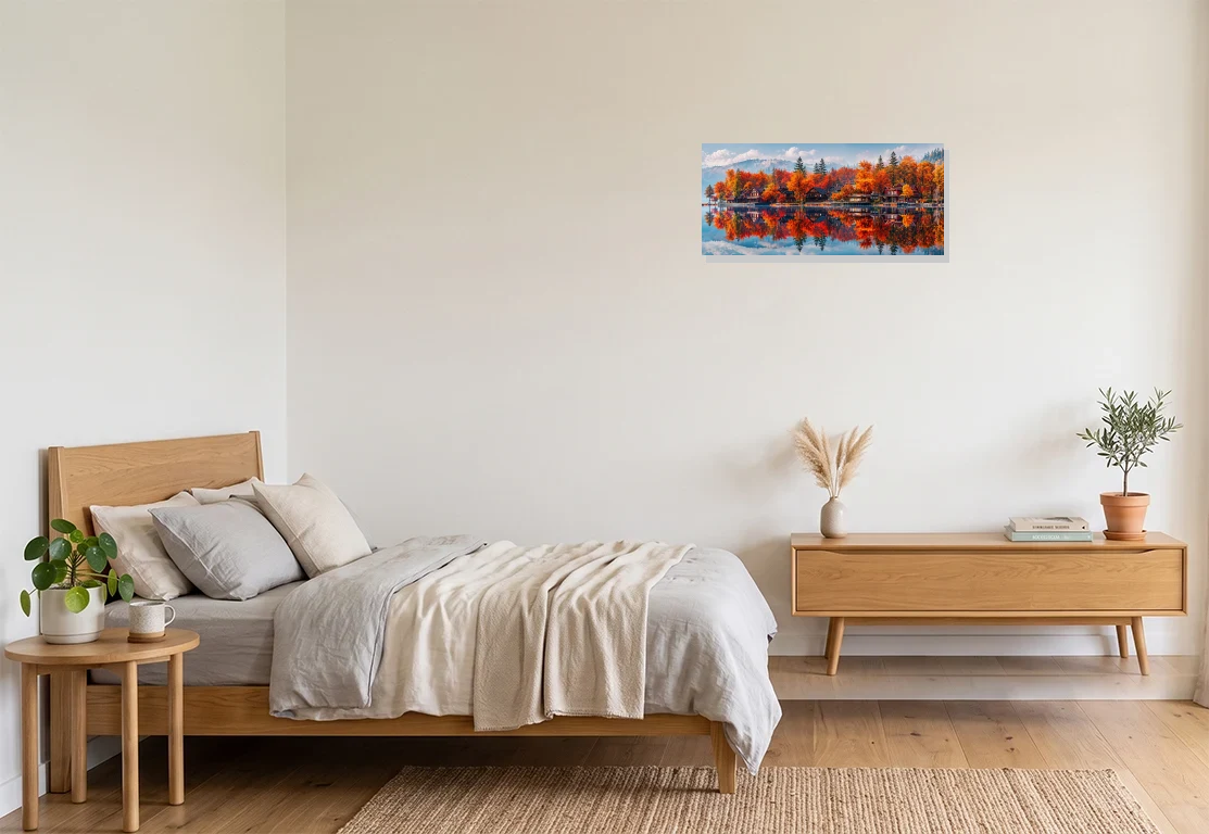 Bedroom mockup with artwork