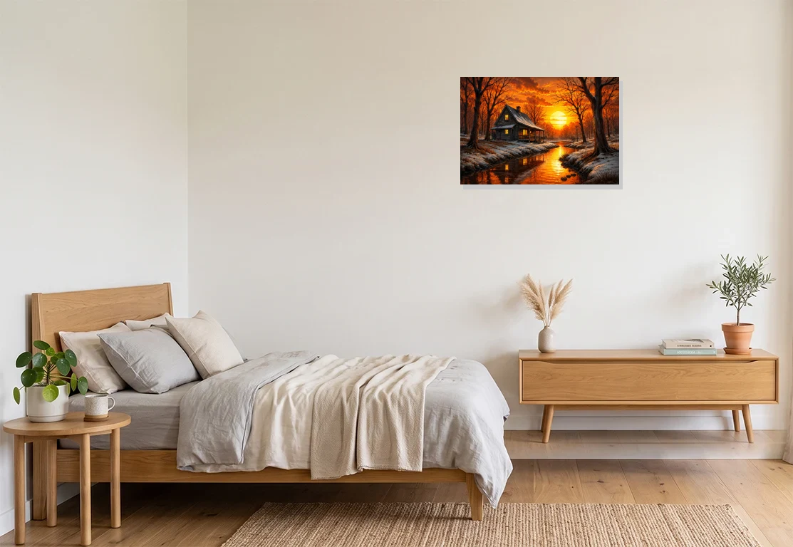 Bedroom mockup with artwork