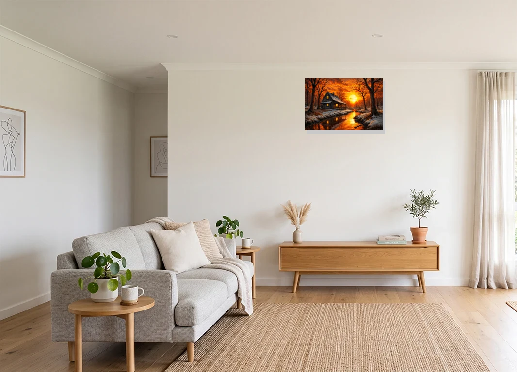 Office mockup with artwork