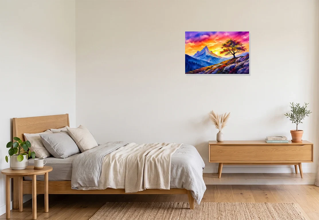 Bedroom mockup with artwork