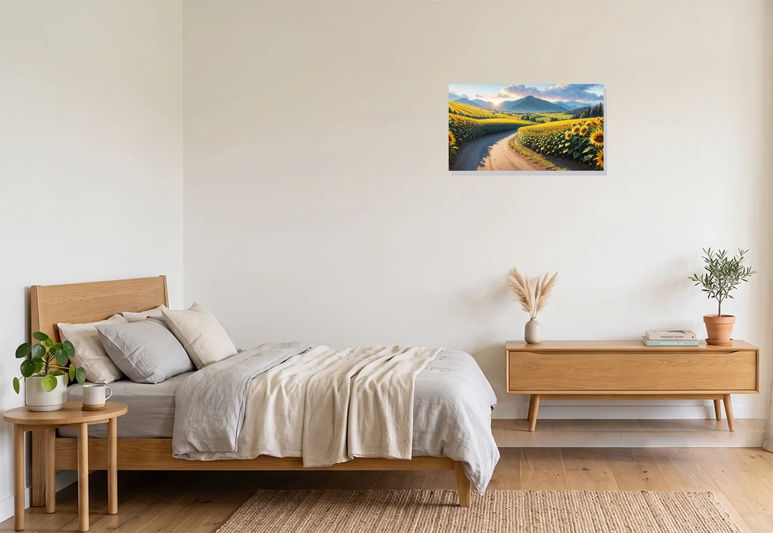 Bedroom mockup with artwork