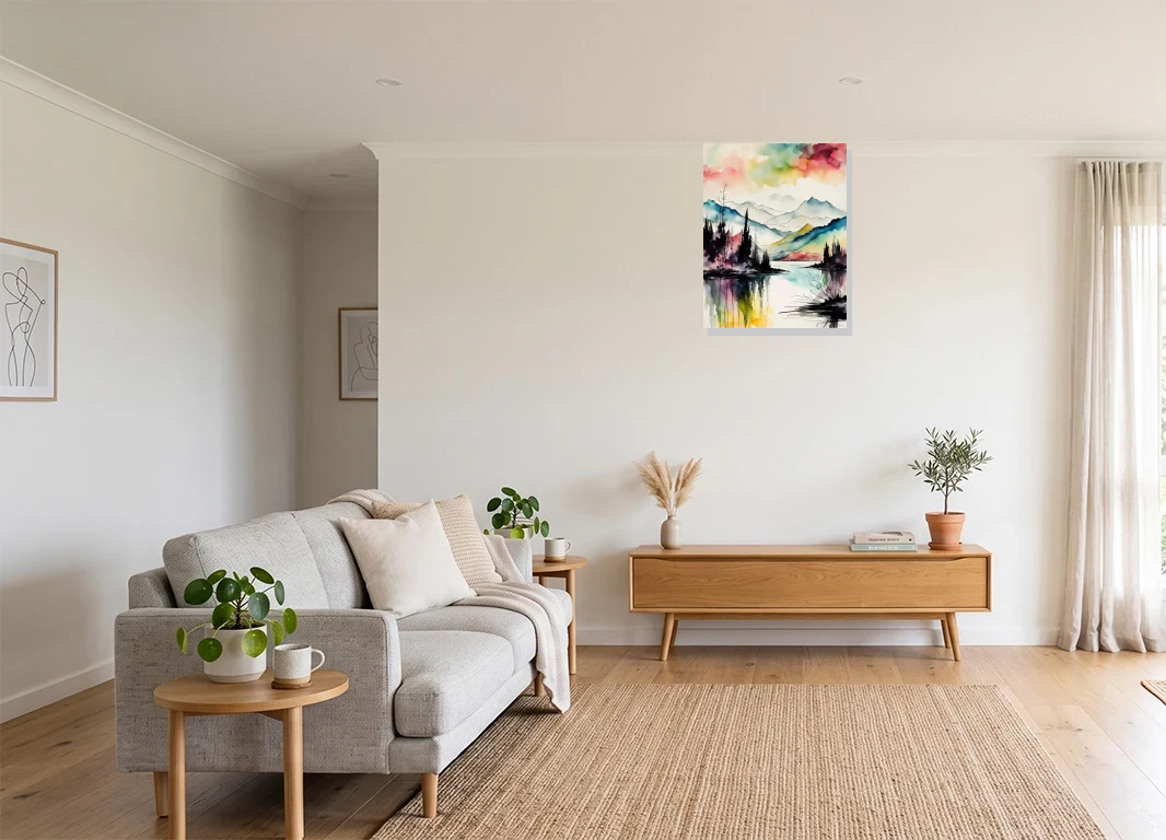 Office mockup with artwork