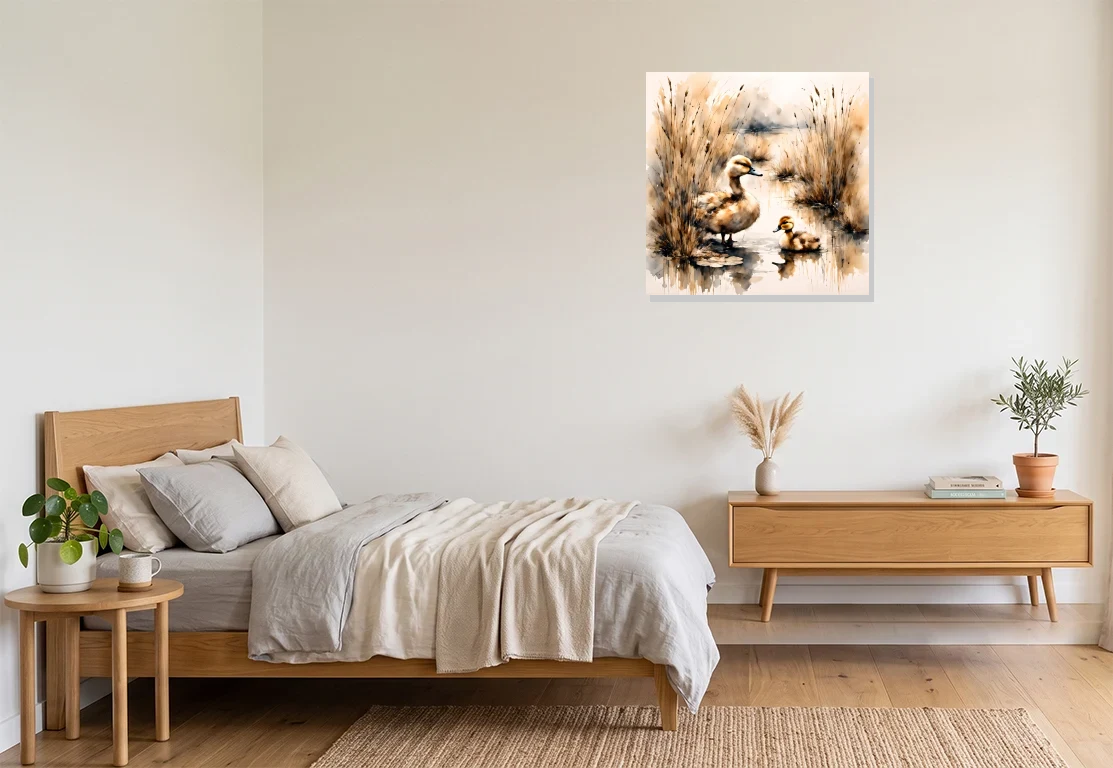 Bedroom mockup with artwork