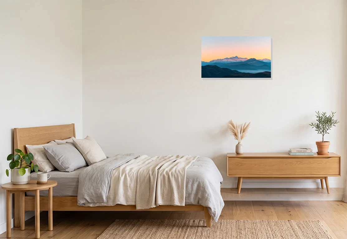 Bedroom mockup with artwork