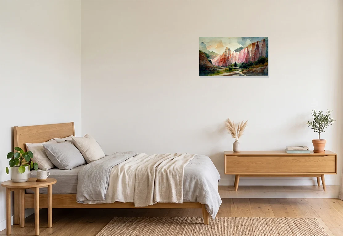 Bedroom mockup with artwork